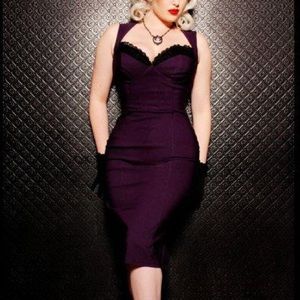 Pinup Couture purple Masuimi Wiggle midi dress size small